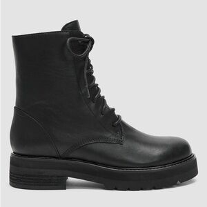 Eileen Fisher Black Leather Combat Boots